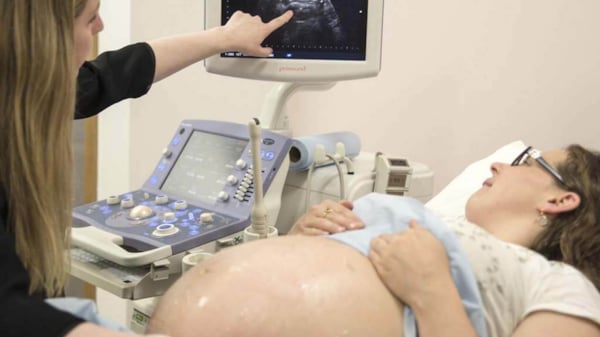 Doctor performing a pregnancy ultrasound